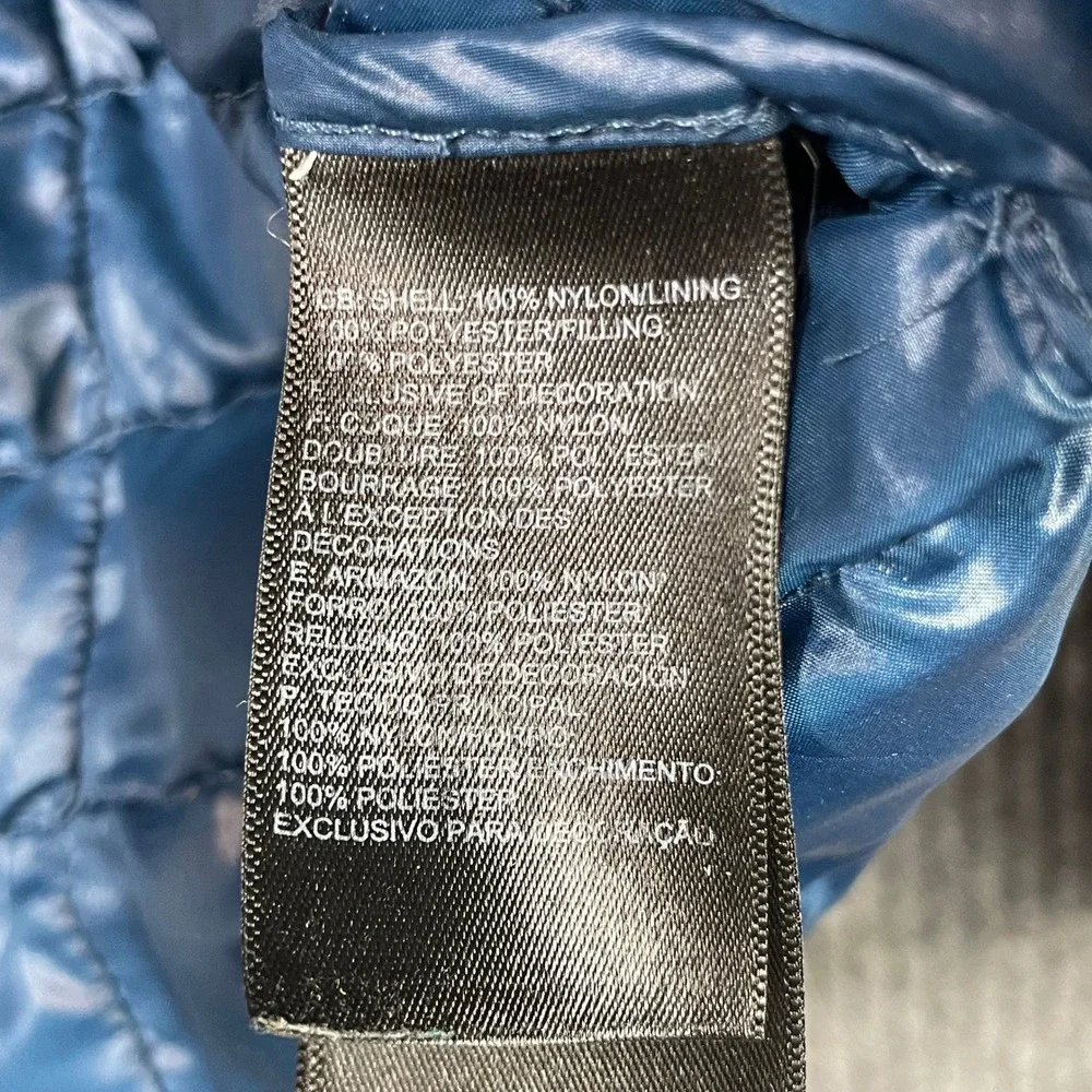 The North Face Thermoball Jacket Mens XL Blue Black Puffer Quilted Broken Zipper